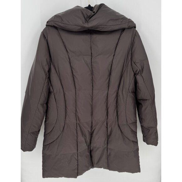 Cole Haan Women's Size Large Brown Down Puffer Coat Pillow Hood Collar - Picture 4 of 12